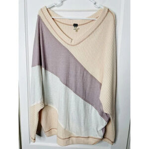 We The Free Oversized Blouse M Dolman Sleeve Textured Knit Lagenlook Patchwork